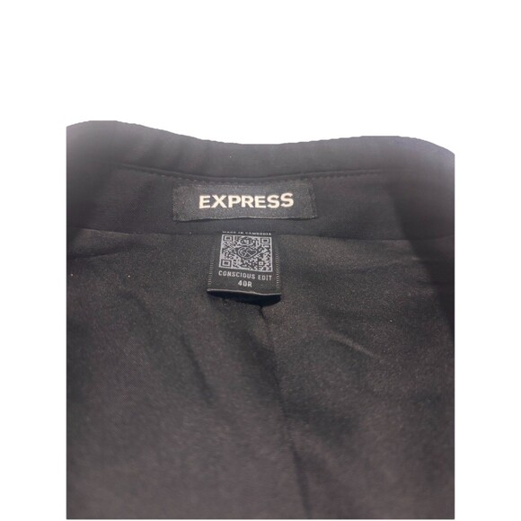 Express Tuxedo Suit Jacket 40 R Blazer Black Satin Accents Conscious Edit - Picture 2 of 6